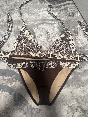 Victoria's Secret Brown and Cream Printed Bikini Set
